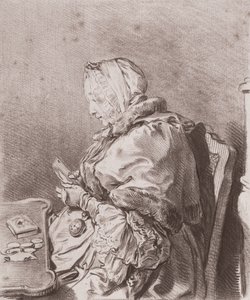 Portræt af Madame Marie Therese Rodet Geoffrin (1699-1777) 1746 (rødt kridt på papir)